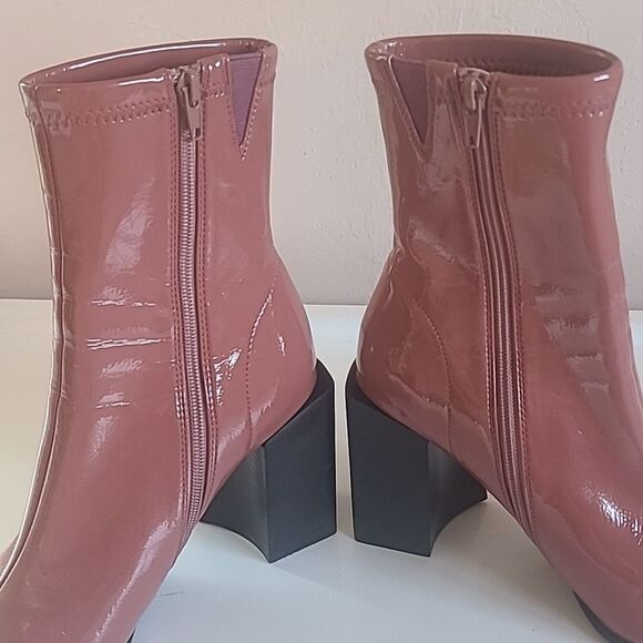 Jeffrey Campbell LA Siren Bootie Dark Rose Patent Ankle Boots Size 8.5 - Picture 7 of 16